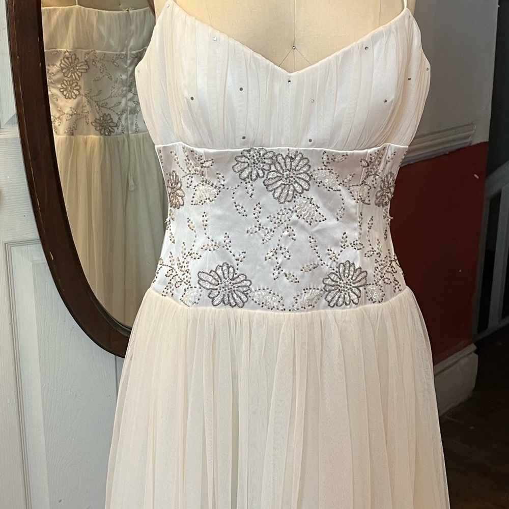 Elegant White Embellished Midi Dress